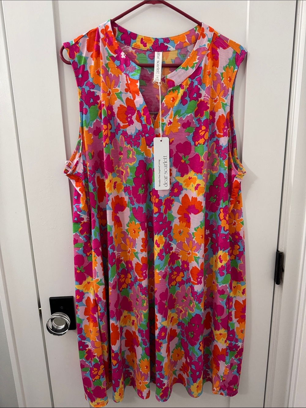 dear scarlett Floral Sleeveless Midi Dress in Pink and Orange floral